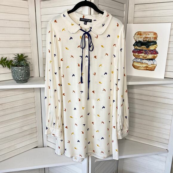 Living Doll long sleeve collared bird tunic top - Picture 5 of 8